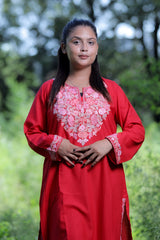 Red colour kurti - CraftKashmir