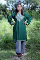 Green colour kurti - CraftKashmir