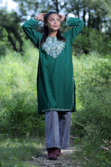 Green colour kurti - CraftKashmir
