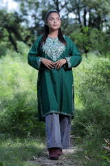 Green colour kurti - CraftKashmir