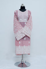 Georgette Pink colour Embroidery kurti
