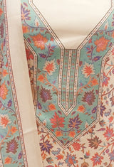 Off White  colour woollen salwar kameez With Stole All Over Kaani Print