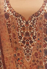 Brown colour woollen salwar kameez With Stole All Over Kaani Print
