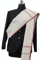 Cream colour Mens Woven Shawl With beautiful border design
