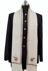 Off White Colour Mens semi pashmina sozni work Shawl