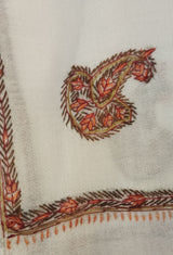 Off White Colour Mens semi pashmina sozni work Shawl