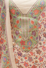 Off White color woolen salwar kameez With Stole All Over Classy Green Kani Print