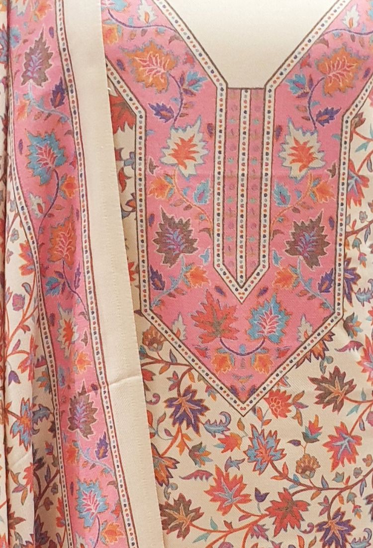 Pink colour  woollen salwar kameez With Stole All Over Kaani Print