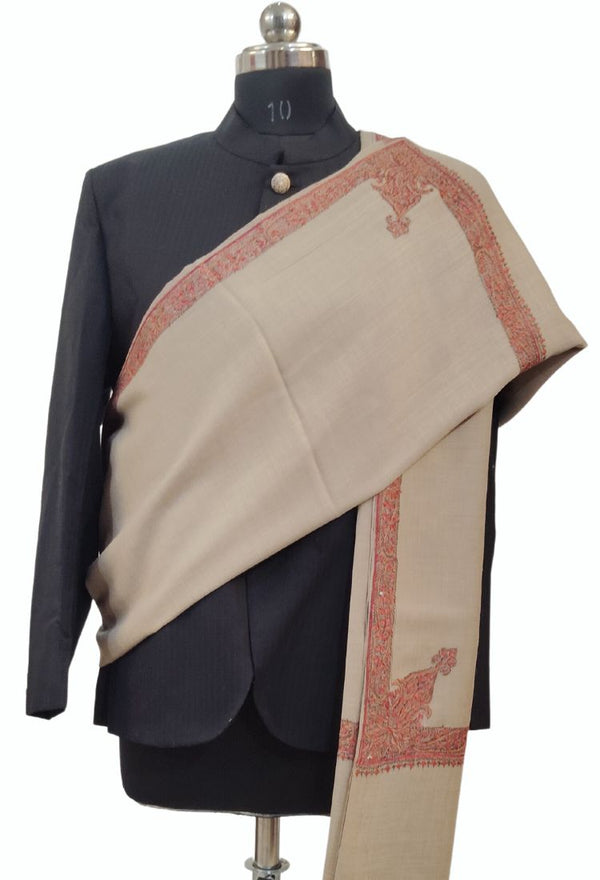 Brown Colour Embroidered Shawl