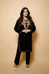 Black Colour Aari Work Woolen Kashmiri Kurti CraftKashmir