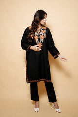 Black Colour Aari Work Woolen Kashmiri Kurti CraftKashmir
