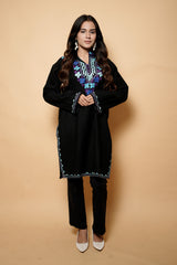 Black Colour Aari Work Woolen Kashmiri Kurti CraftKashmir