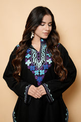 Black Colour Aari Work Woolen Kashmiri Kurti CraftKashmir