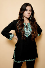 Black Colour Aari & Tilla Work Kurti CraftKashmir