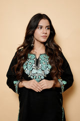 Black Colour Aari & Tilla Work Kurti CraftKashmir
