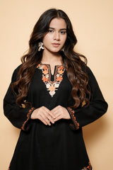 Black Colour Aari Work Kashmiri Woolen Kurti CraftKashmir