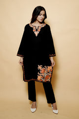 Black Colour Aari Work Woolen Kashmiri Kurti CraftKashmir