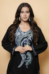 Black Colour Aari Work Woolen Kashmiri Kurti CraftKashmir
