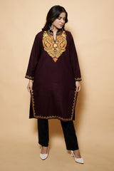 Black Colour Aari Work Woolen Kashmiri Kurti CraftKashmir