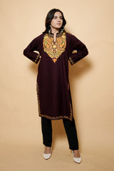 Black Colour Aari Work Woolen Kashmiri Kurti CraftKashmir