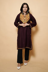 Black Colour Aari Work Woolen Kashmiri Kurti CraftKashmir