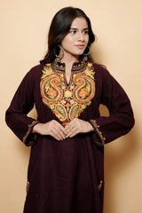 Black Colour Aari Work Woolen Kashmiri Kurti CraftKashmir