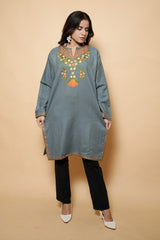 Grey Colour Kashmiri Aari Work Kurti CraftKashmir