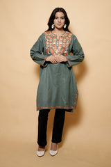 Grey Colour Kashmiri Aari Work Kurti CraftKashmir