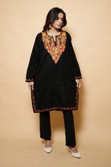 Black Colour Kashmiri Aari Work Kurti CraftKashmir