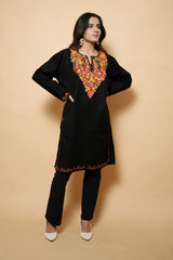 Black Colour Kashmiri Aari Work Kurti CraftKashmir