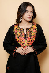 Black Colour Kashmiri Aari Work Kurti CraftKashmir
