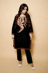Black Colour Kashmiri Aari Work Kurti CraftKashmir