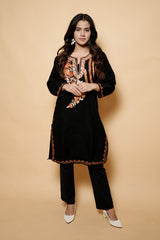 Black Colour Kashmiri Aari Work Kurti CraftKashmir