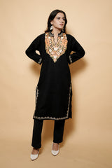 Black Colour Kashmiri Aari Work Kurti CraftKashmir