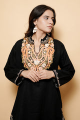 Black Colour Kashmiri Aari Work Kurti CraftKashmir