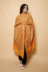 Kashmiri Mustard Colour Pure Wool Heavy Embroidary Work Shawl CraftKashmir