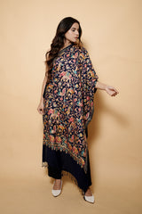 Navy Blue Colour Kashmiri Embroidery Stole With Jaal Pattern CraftKashmir