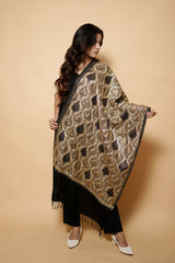 Black Colour Pure Wool Embroidered Stole CraftKashmir