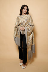 Grey Colour Pure Wool Embroidered Stole CraftKashmir