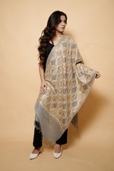 Grey Colour Pure Wool Embroidered Stole CraftKashmir