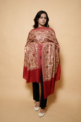 Maroon Colour Pure Wool Heavy Work Shawl CraftKashmir