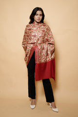Maroon Colour Pure Wool Heavy Work Shawl CraftKashmir
