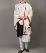White Colour Mens Kashmiri Shawl CraftKashmir