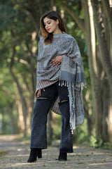 Grey kashmiri Woolen  shawls - CraftKashmir