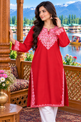 Red colour kurti CraftKashmir