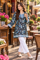 Black Kashmiri Aari Work Georgette Kurti – Elegant Ethnic Wear CraftKashmir