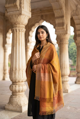 Mustard Kashmiri Machine Work Wool Shawl – Elegant Traditional Shawl CraftKashmir