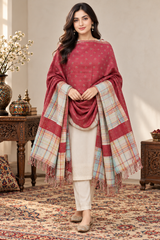 Maroon Kashmiri reversible wool shawl for women