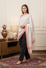 Cream wool shawl featuring a traditional check design