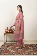 Pink Kashmiri Aari Work Wool Shawl – Traditional Floral Design CraftKashmir